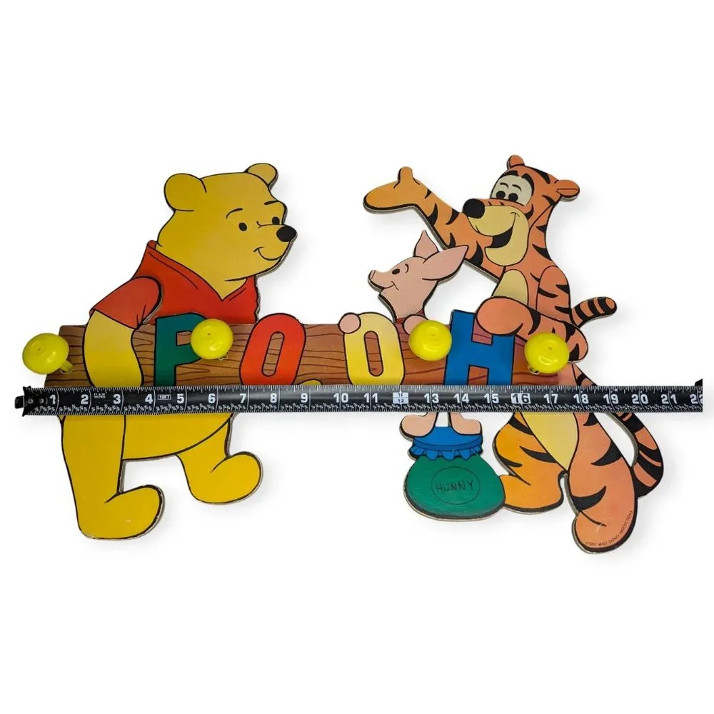 Vintage 1981 Walt Disney Productions Winne the Pooh Wall Hanging w/ Coat Hooks